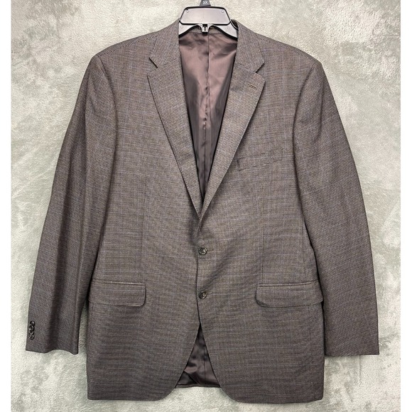 Peter Millar Men's Blazer 46XT Brown Houndstooth Wool Two Button Double‎ Vent